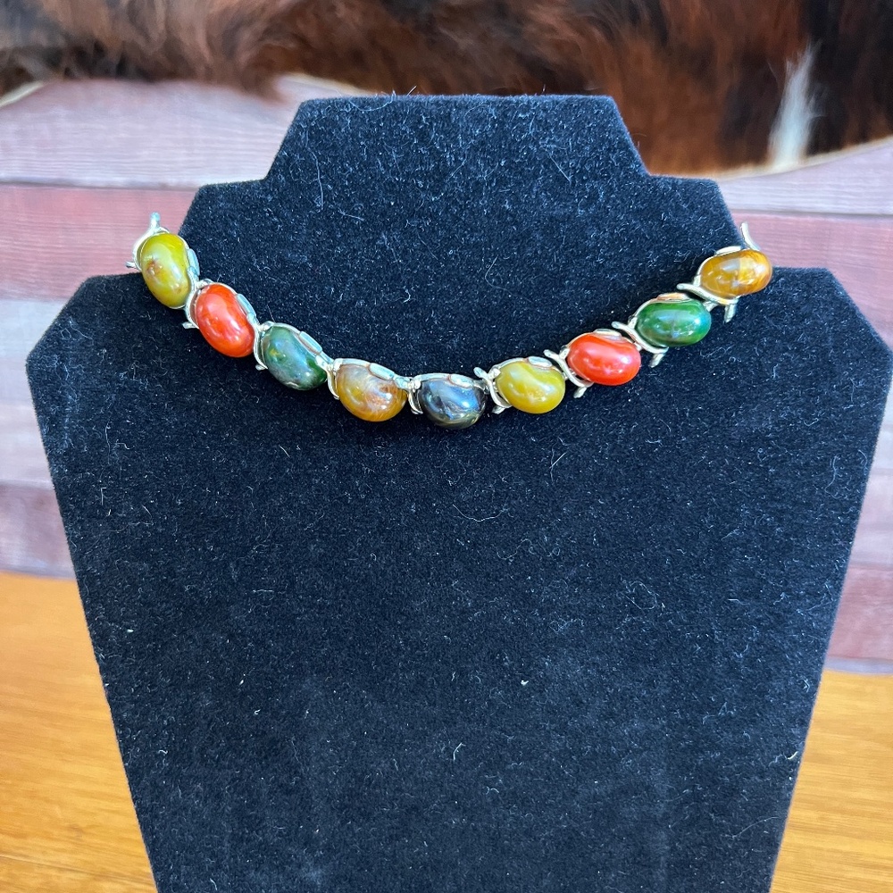 Vintage Multicolor Cabochon Statement Necklace